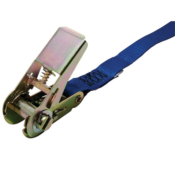 12' X 1" Ratchet  Endless, Zinc Handle, Blue Webbing, NO HOOKS 2.75" x4.45" x1.9"